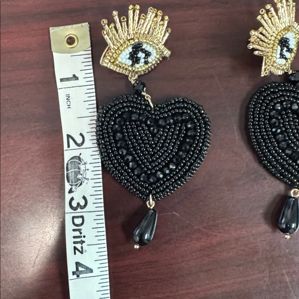 Chico’s Beaded Heart & Eye Dangle Earrings